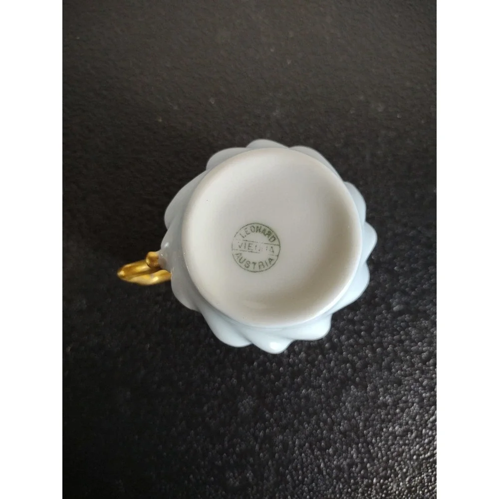 Antique Leonard Vienna Austria Hand Painted Tea Cup Saucer Lavender Floral